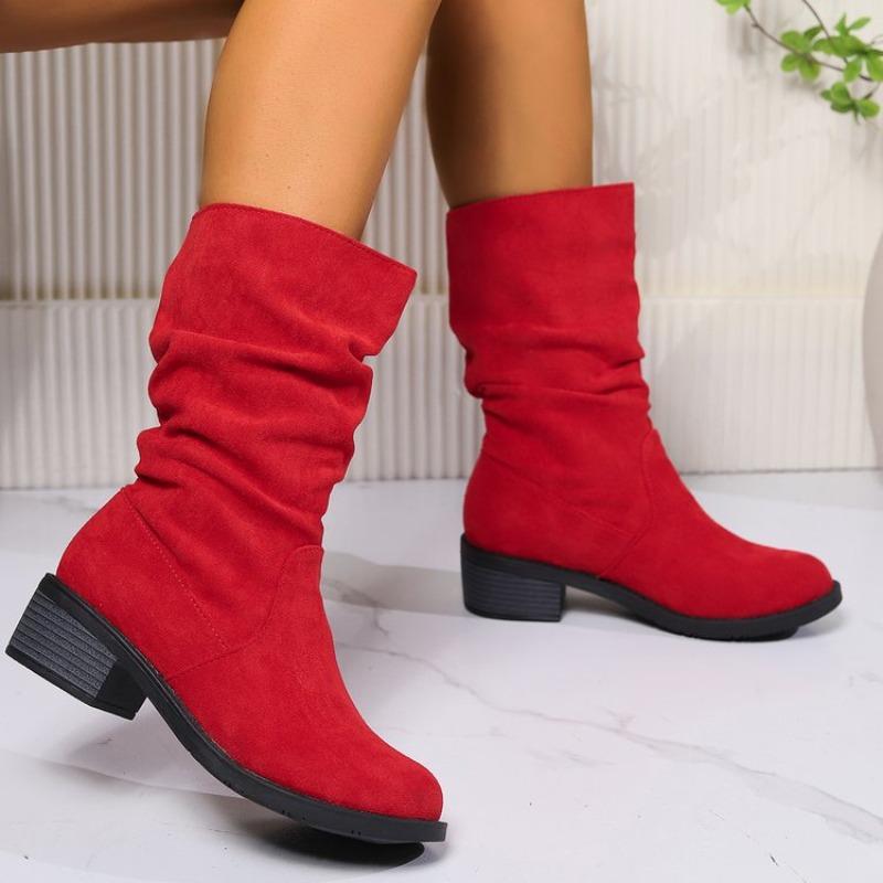 Large Size Suede Fashion Stacking Boots Autumn and Winter New Medium Tube But Knee and Women's Boots
