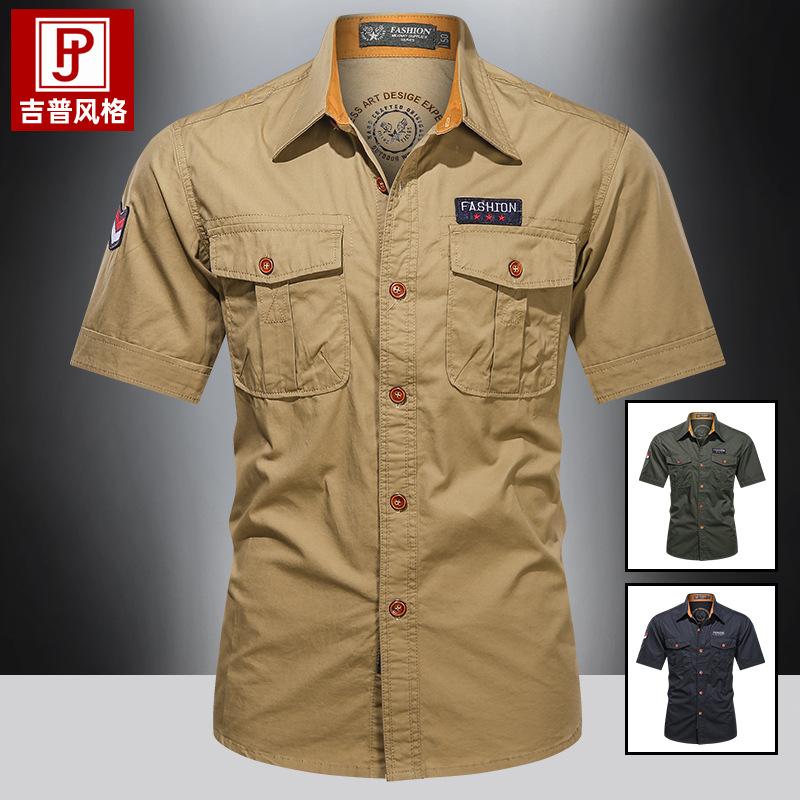 Summer Half Sleeve Shirt Men Casual Military Short Sleeve Shirt