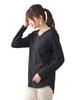 755 Supima Cotton Cut and Sewn Made In Japan Tops Pullover Long Sleeve Cotton [SPAN] V-neck Women's T-shirt 100% (L, Black)