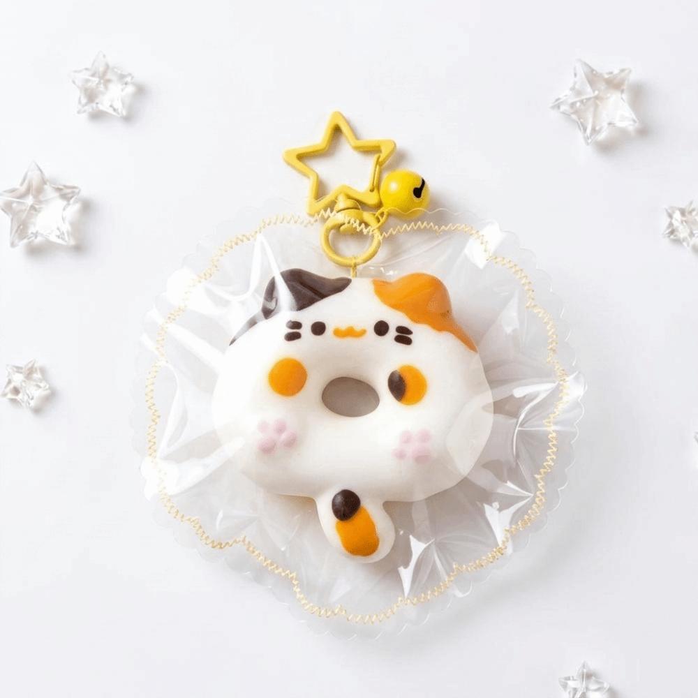 Soft Cat Shape Squeeze Keychain Food-Grade Silicone Fidget Toy Squishy Pendant Hand Relaxation