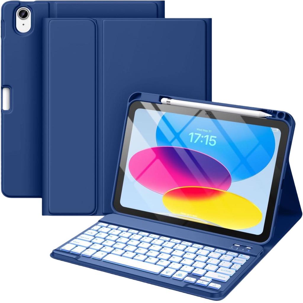 Чехол для планшета iPad Air 1/A16: Магнитная съемная Bluetooth-клавиатура с подсветкой и слотом для стилуса, 10-е поколение