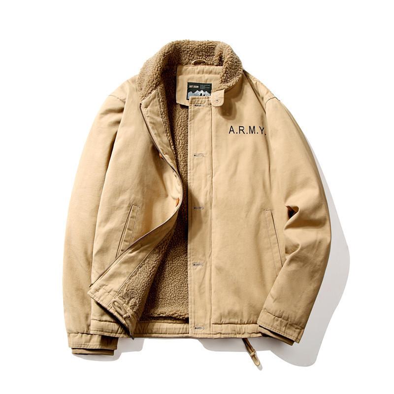 Зимнее повседневное мужское бархатное пальто с утолщенными лацканами в стиле милитари из хлопка, свободное пальто из овечьей шерсти