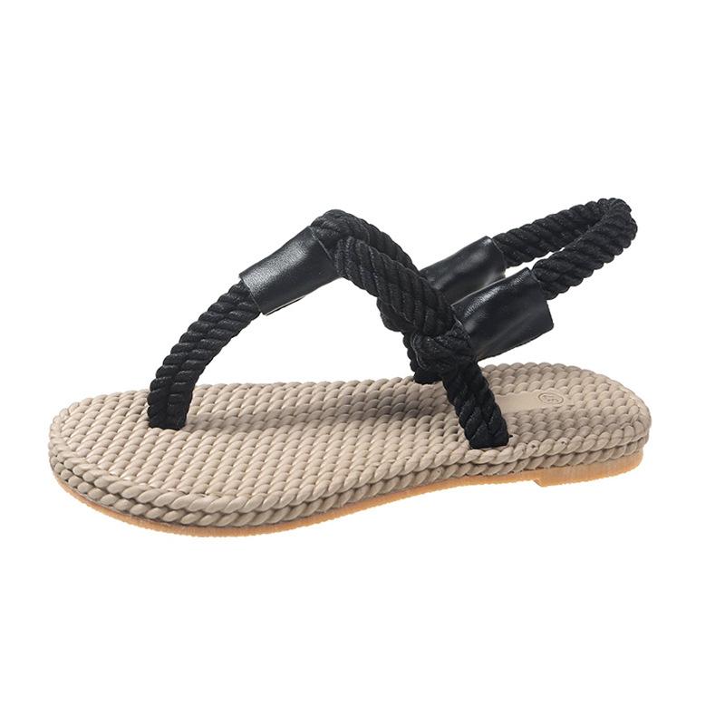 Platform Sandals Women Summer 2024 Roman Beach Shoes for Women Handmade Straw Sandals Weaving with Hemp Rope Women Sandals