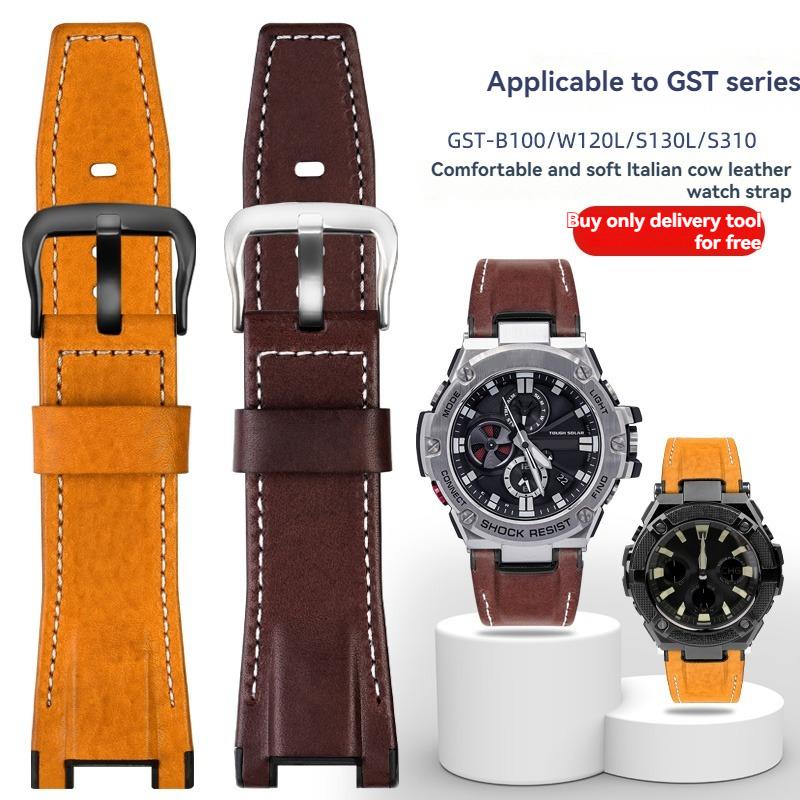 Ремешок из итальянской коровьей кожи и нейлона для Casio G-SHOCK GST-S130 S110 S120 W 130LB 100 W300, Мужской сменный ремешок GSR-B100