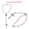 Элегантные кресты кулон на запястье цепочка нежная розовая роза цветок цепочка на руку красивые бусины цепочка на руку ювелирные изделия
