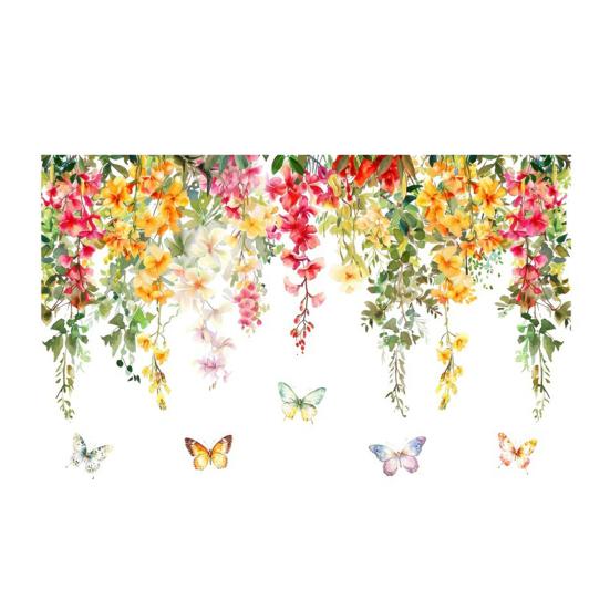 Colorful Floral Window Sticker Removable Flower Window Clings Waterproof Static Window Decal for Home Office Bedroom Bathroom Decor