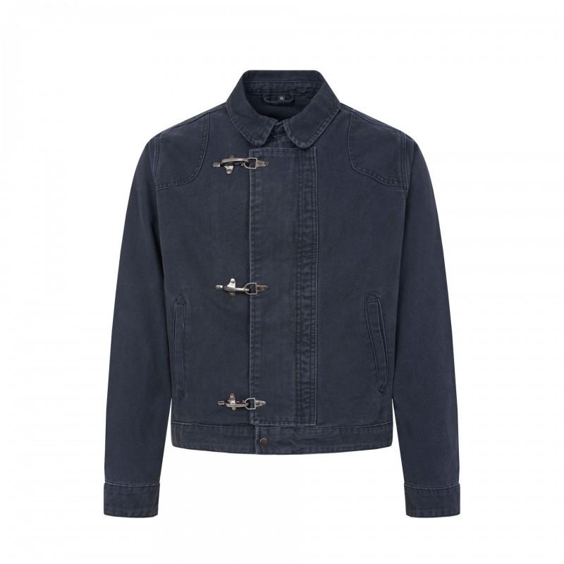 Mens Vintage American Style Oversized Workwear Jacket With Snap Collar Cotton Casual Outerwear Fall Winter