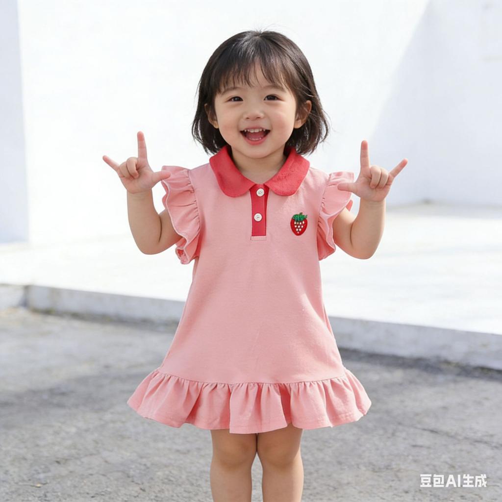 Baby Girl Summer Dress with Embroidery Short Sleeve Korean