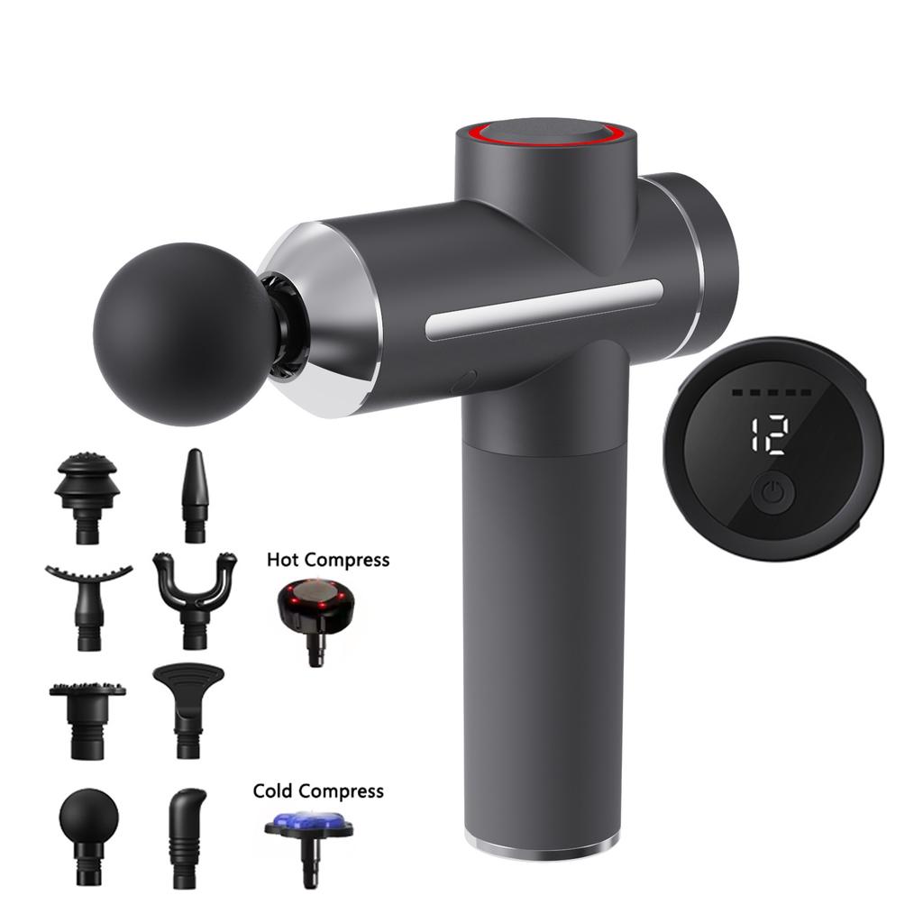 Электрический массажный пистолет для глубоких тканей, массажер для лица, для рук, спины, ног, для расслабления мышц тела, фасциальный пистолет для спины и рук с горячим и холодным режимом