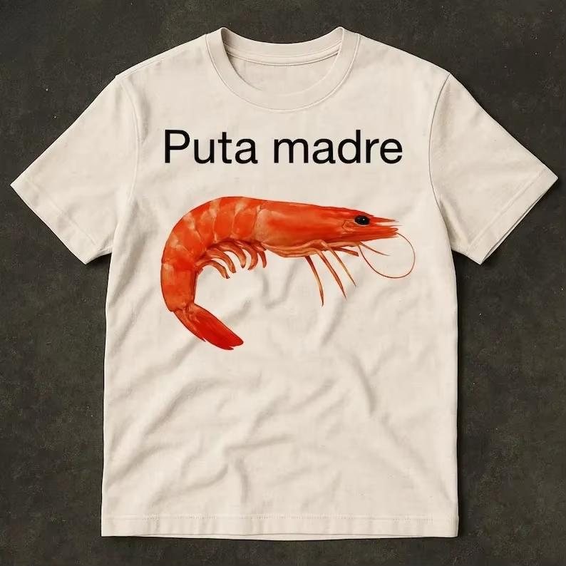 Funny Shrimp Memes Shrimppatterned Tshirt Memes Shrimp Aggressive Satirical Viral Memes And Confused Memesunisex Summer