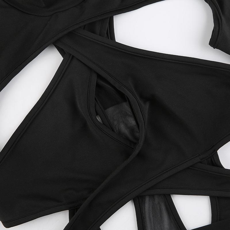 AltGoth уличная одежда сексуальный комбинезон женский темно-готический киберпанк выдалбливают лоскутное боди с длинными рукавами Harajuku эмо Alt комбинезон