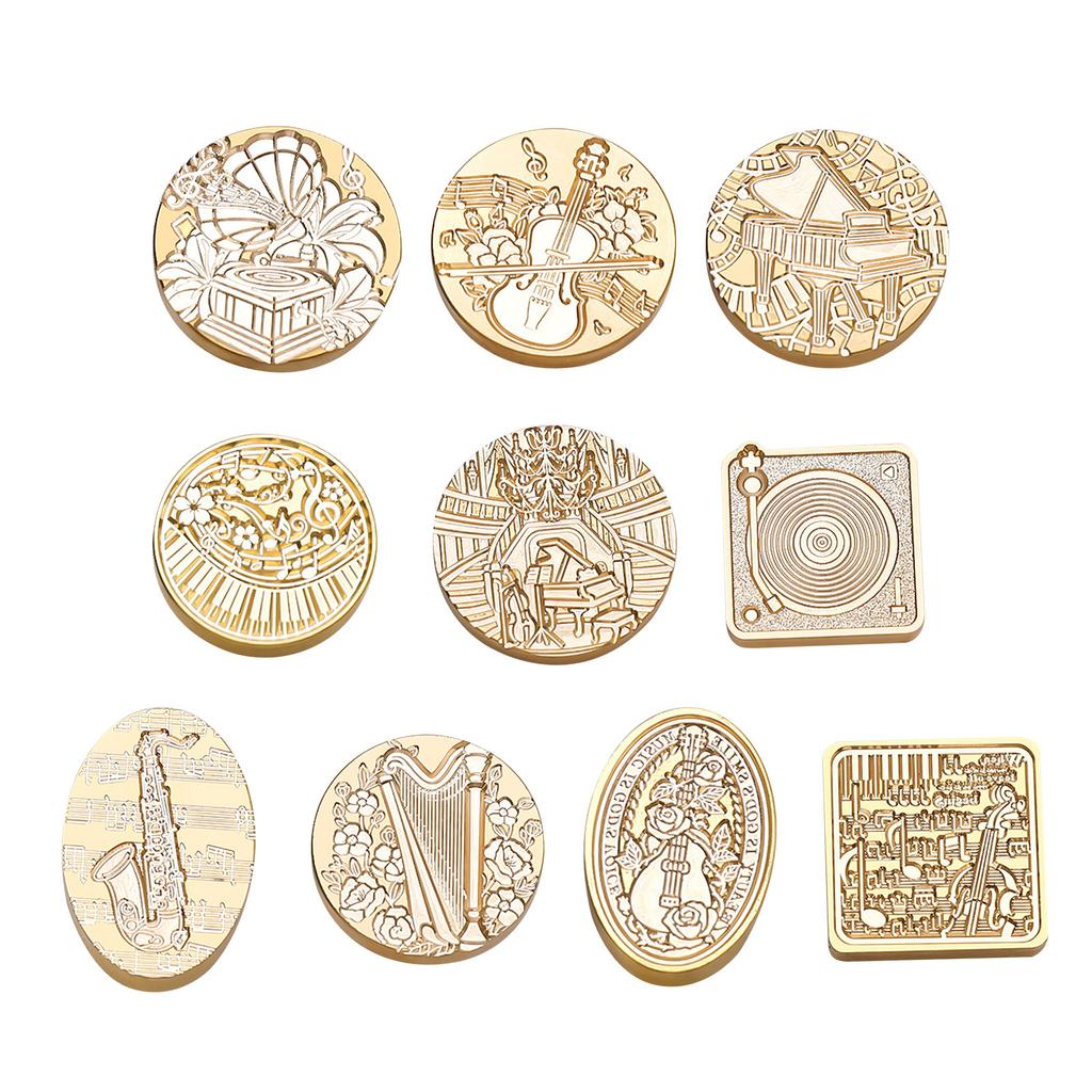 Печать из сургуча для запечатывания конвертов, приглашений, для DIY скрапбукинга, на музыкальную тематику, сменная головка для сургучной печати