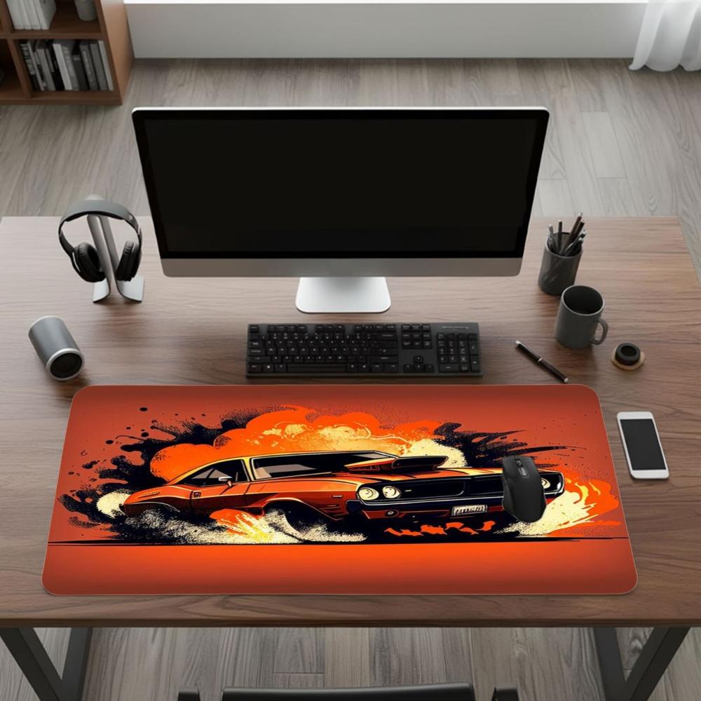 Classic Muscle Car And Flame Art Pattern Coasters AntiSlip Gaming Coasters For Electronic Games Desk Organizers And Trays