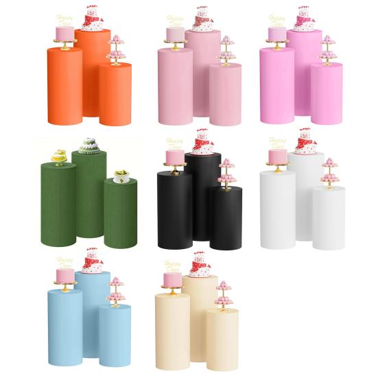3 шт./компл. чехол для подставки под цилиндр из полиэстера, чехол для подставки под цилиндр, однотонный тканевый чехол для праздничного постамента, подставки под пьедестал, декора на день рождения и свадьбу
