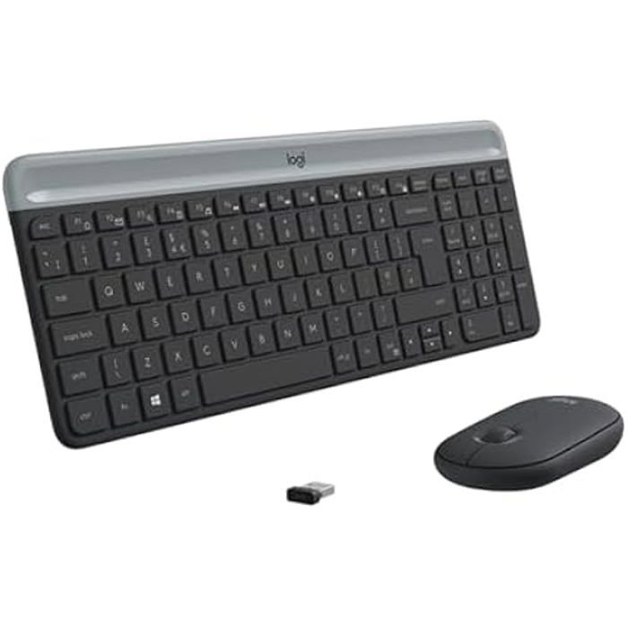 Clavier et souris sans fil - LOGITECH - Slim Wireless KEYB+Mouse Combo WRLS - USB - Récepteur sans fil - Noir