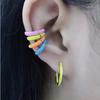 Одинарные серьги-каффы, неоновый зеленый, желтый, яркие флуоресцентные украшения, геометрические круглые U-образные серьги-клипсы без пирсинга, серьги-каффы Aretes