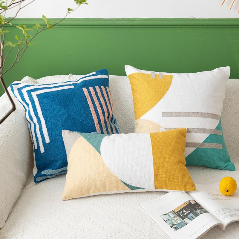 Embroidered Cushion Cover Throw Pillow Case Decorative Geometry Pillowcase For Bed Living Room Car Chair Sofa Decor
