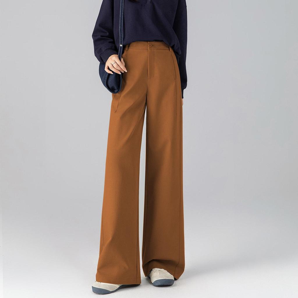 Zhengzhou Women's Curved Blade Wide-Leg Pants - Loose, Versatile Spring Fashion Pear Shape Trousers.