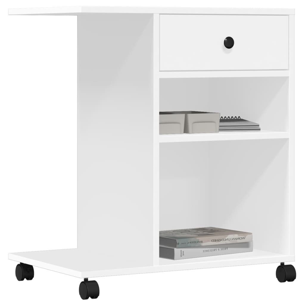 Printer Stand with Casters White 60 x 40 x 68.5 cm