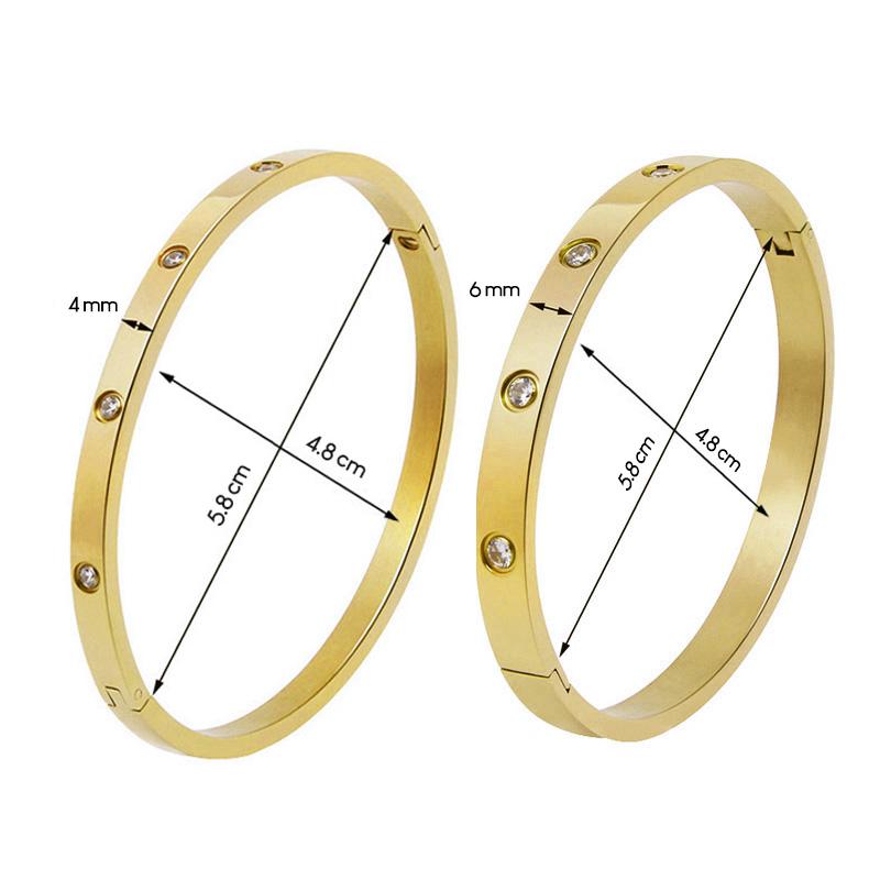6mm 4mm Stainless Steel Bangles For Women Bracelets On Hand Lady Women's Fashion Jewelry Rhinestone Designer Gift Titanium Steel