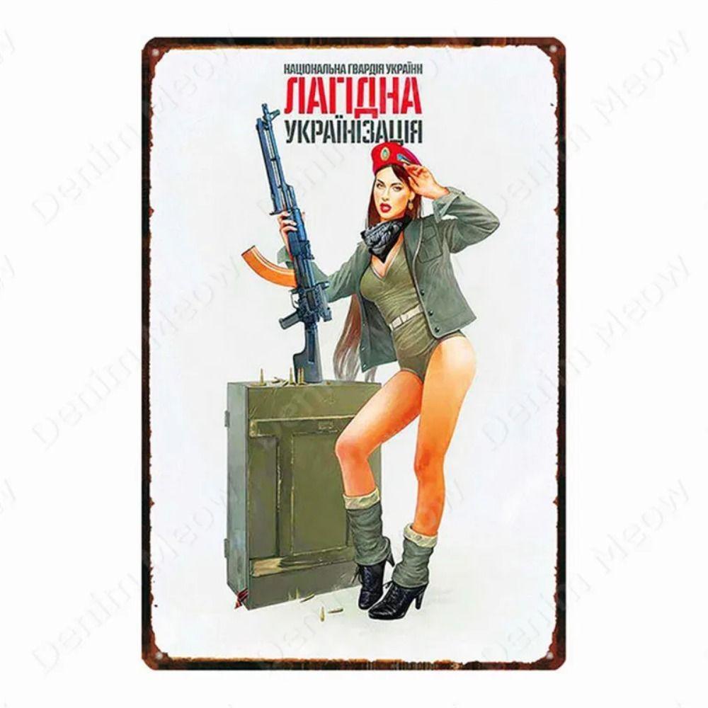 Русский Текст Винтажный Плакат Девушки Металлическая Жестяная Вывеска Декор для Домашнего Бара