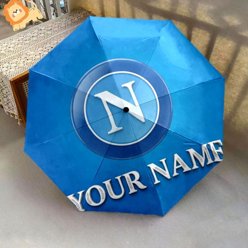 1 PC Automatic Folding Umbrella - SSC Napoli Custom Name Pattern, Portable & Foldable Design with 8 Ribs, Christmas Birthday Gifts