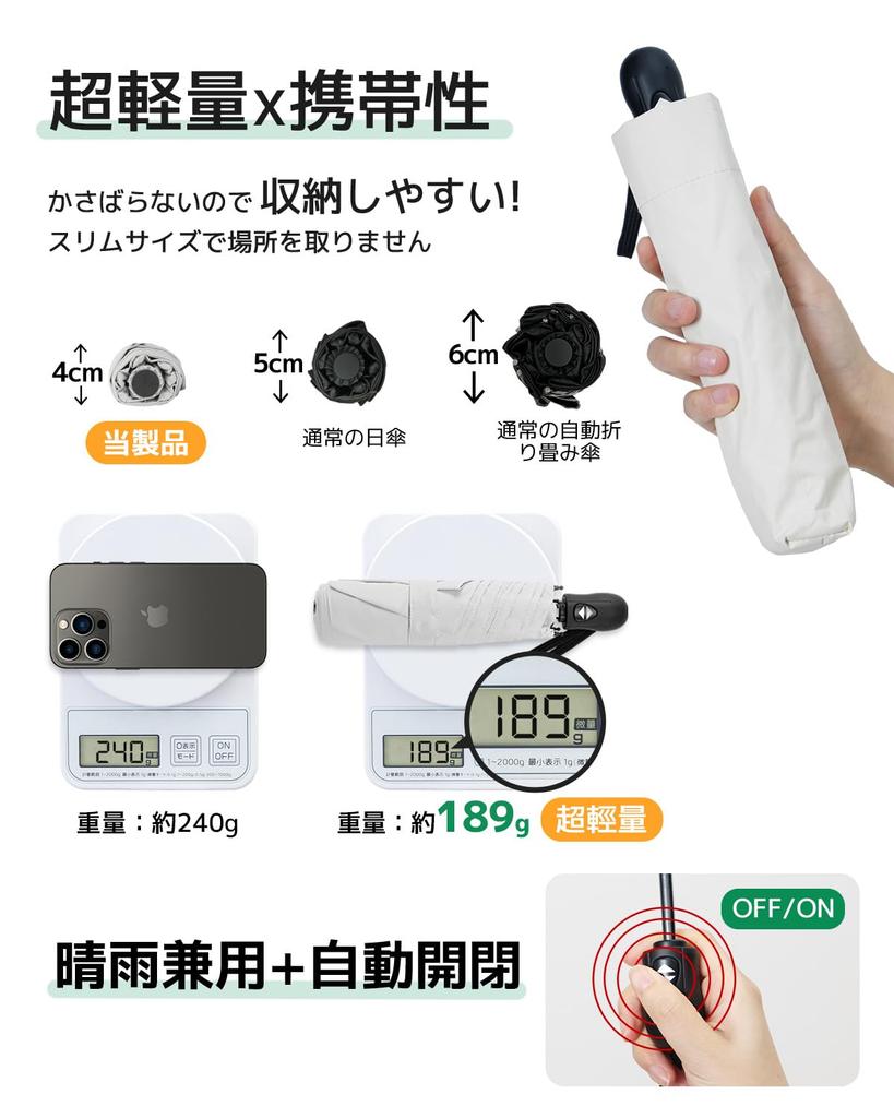 UV Protection Completely Heat Automatic Folding Folding UV Wind Water Suitable for Both Sun and Convenient To Day Parasol, Ultra-lightweight,