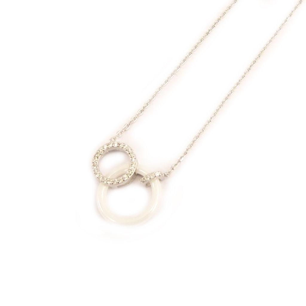 Les Trésors De Lily [L4607] - Серебряное колье 'Сисси' белое серебро (родиевое покрытие) - 20x15 мм (керамика)