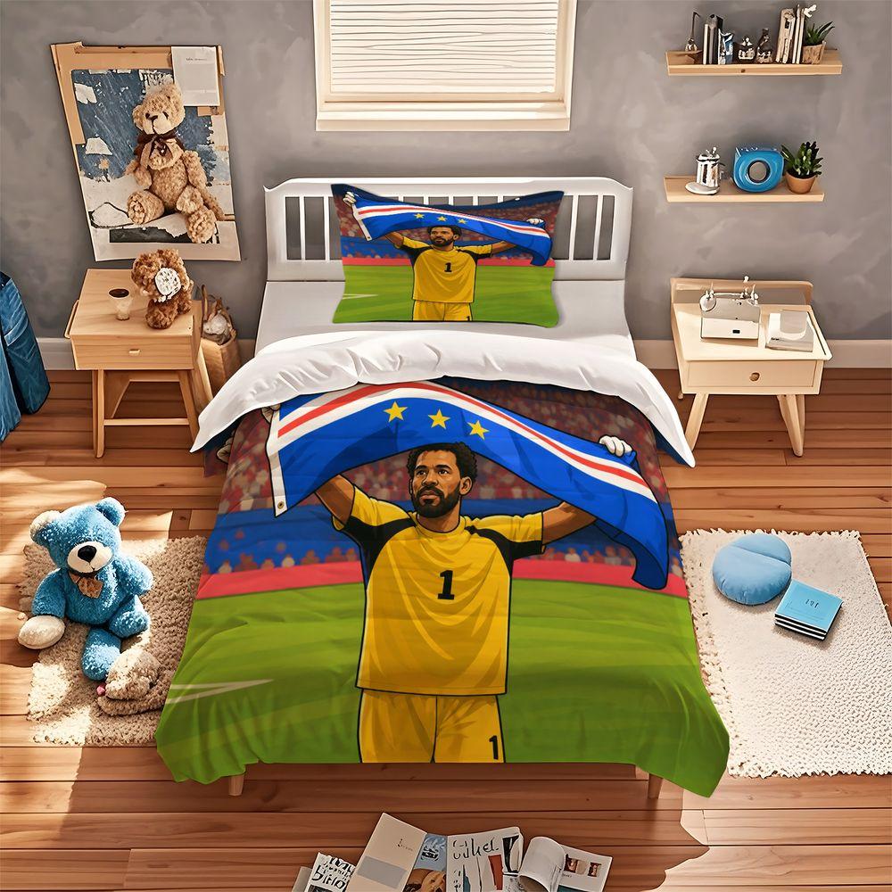 Cartoon Football Goalkeeper Print Duvet Cover Set Comforter Cover Bedding Set No Filler Sports Fan Teen Bedroom Decor Bedding