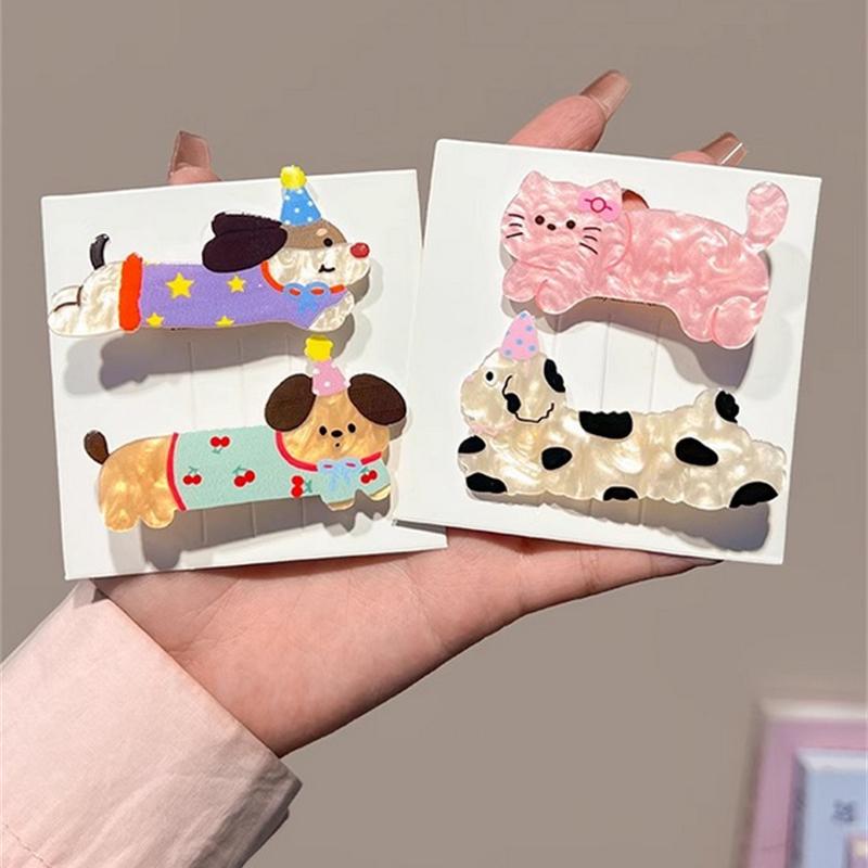 5Pcs Of Assorted Cute Cartoon Party Hair Clips Featuring Dogs And Cats,Perfect For Girls ,Duckbill Clip Headband Hair Clip