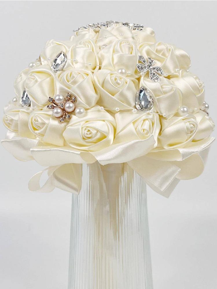 1 шт. Свадебный букет Свадебный букет с бриллиантовым жемчугом Шелковый свадебный ручной букет для дома Свадебная вечеринка Украшение невесты Букет подружки невесты