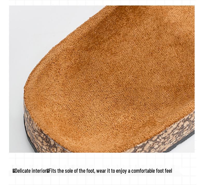 Birkenstock Unisex Cork Leather Double-Buckle Flip Flops: Retro, Thick-Soled, Outdoor Half-Slippers for Men and Women