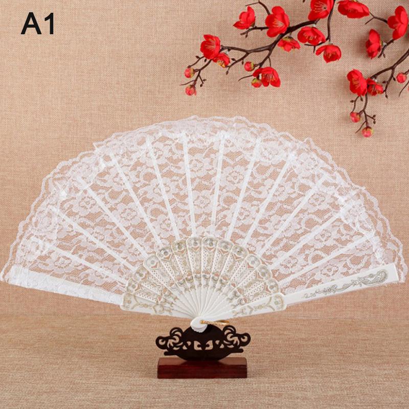 Decorative Fan Chic Female Handheld FanVintage Style Lace Folding Fan Chinese Japanese Pattern Art Craft Gift Decor