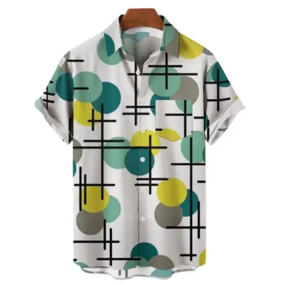 Рубашка мужская гавайская повседневная с коротким рукавом, рисунок в стиле мультфильма, ретро-модная одежда, ретро-стиль, летний отдых, мужская рубашка для светских мероприятий