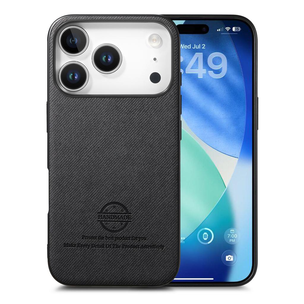 Кожаная задняя крышка для телефона iPhone 17 Pro с тканевой текстурой