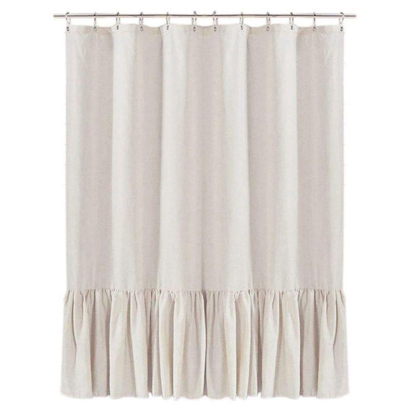 Черные linen шторы для ванной с крючками