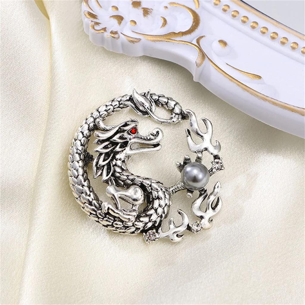 The Year of The Loong Chinese Loong Brooch Fashion Androgynous Pearl Brooch Fashion Suit Coat Accessories Party Accessories Gift