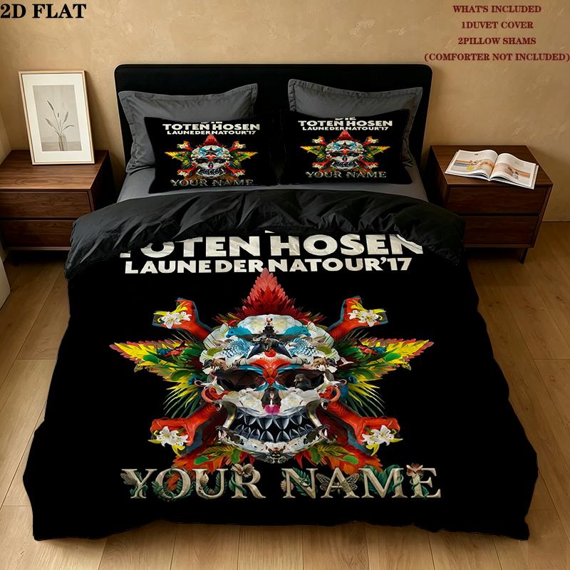 Custom Name,Die Toten Hosen Pattern Bedding Home Decoration Birthday Gift ( 1 duvet cover + 2 pillowcase, without core),fan merchandise.