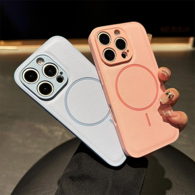 Защитные чехлы для камеры из искусственной кожи с магнитным креплением для iPhone 16 15 14 13 12 Pro Max Plus для беспроводной зарядки Magsafe, чехол-бампер