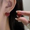 Glaze Vintage Elegant Enamel Stud Earrings Heart Ear Buckle Women Jewelry Korean Style Earrings