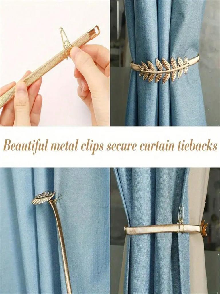 1 шт. Модная металлическая подхватка для штор - Дизайн пружины Алюминиевый сплав Резьба по листьям Подхватка для штор для штор, Современная декоративная подхватка для штор