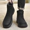 Fashion 2024 High Quality Men's Motorcycle Boots Men's Shoes Men Winter Plush Snow Boots Genuine Leather for Men High Top Walking Shoes