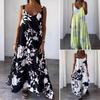 Летний женский сарафан с V-образным вырезом без рукавов и открытой спиной с цветочным принтом Свободный контрастный цвет Повседневный пляжный стиль для отдыха