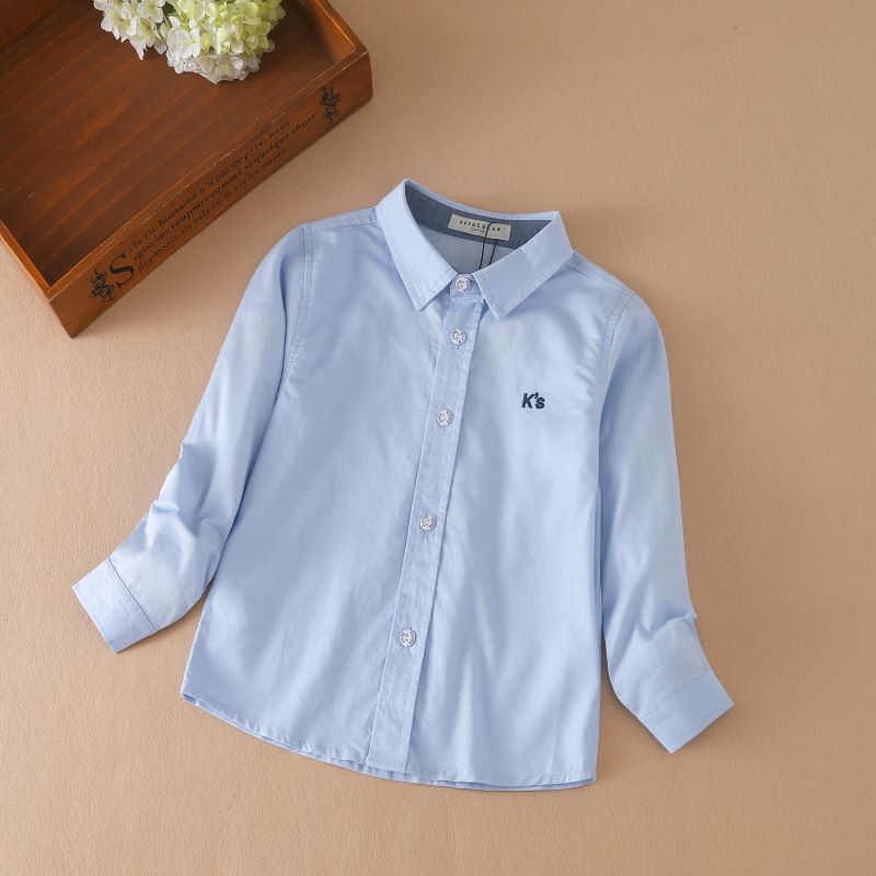 Модная одежда для мальчиков, формальные детские рубашки с длинными рукавами из хлопка, однотонная хлопковая детская одежда с отложным воротником для детей 6–14 лет