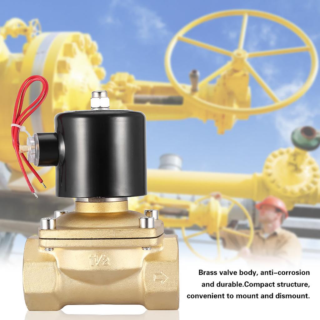 DN40 112" Two Way Brass Electric Solenoid Valve Normally Closed 220VAC