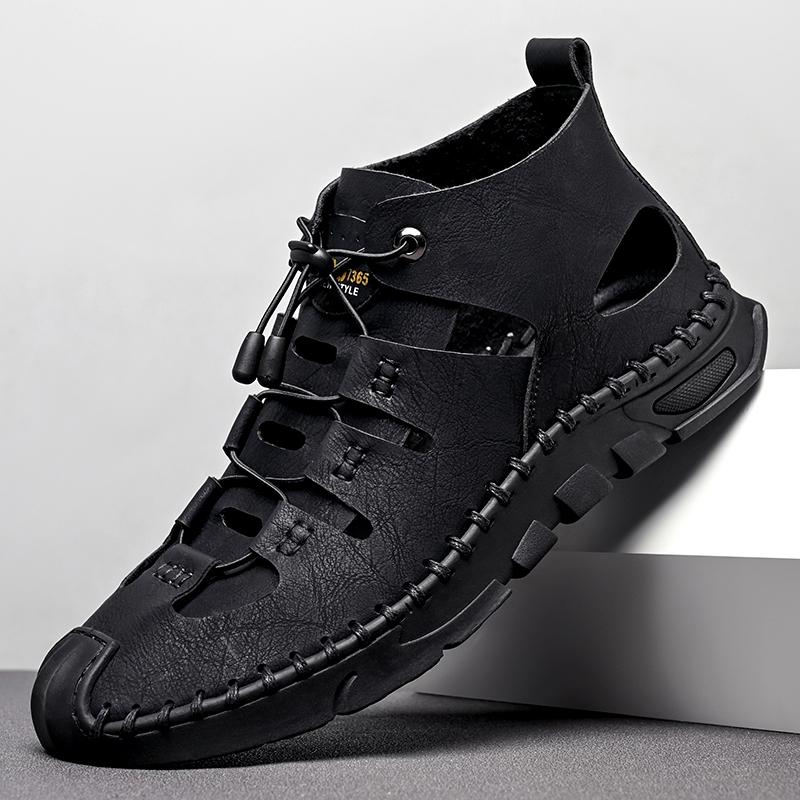 Summer High Quality Men's Fashion Trend Sandals Outdoor Breathable Massage Sole Anti Slip Sandals Men's White Sandals Leather