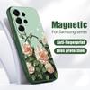 Магнитный Чехол Для Magsafe Для Samsung Galaxy S26 Ultra S25 Edge S24 Plus S23 FE S22 A17 A54 A55 A56 A57 5G Розовая Лилия Ромашки Цветочный Чехол