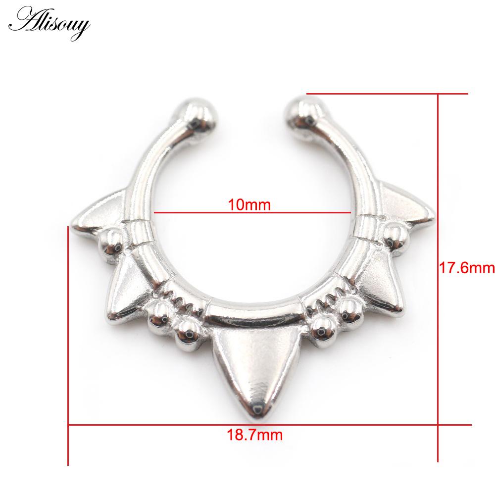 Alisouy 1PC нержавеющая сталь литые клыки конус носовое кольцо перегородка ушные манжеты хрящ трагус дайт не пирсинг украшения для тела