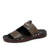 Fashion Summer New Sandal Leather Slippers for Men Beach Shoes High Quality Big Size 49 Slip On Light Flats Male Soft Black Slippers