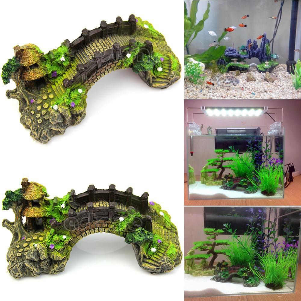 Resin Simulated Bridge & Rockery Fish Tank Décor